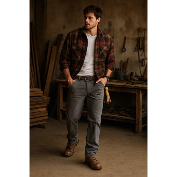Carhartt 34x34 Relaxed Fit Gray Work Pants Men's Cotton Spandex Blend Durable - Picture 1 of 9